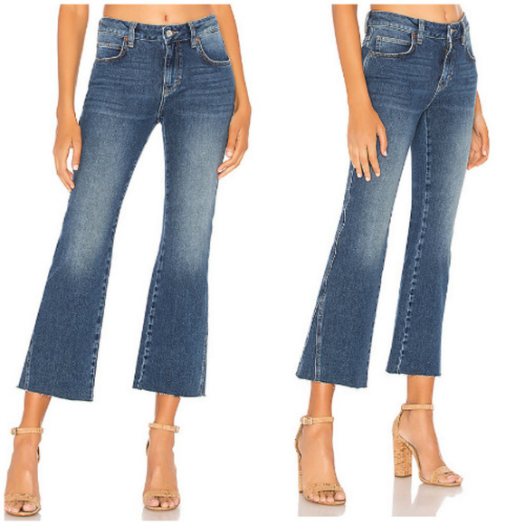 Free People Denim - FREE PEOPLE rita crop flare jeans in dark denimD11